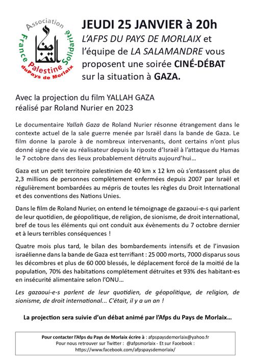 Ciné-débat Yallah Gaza