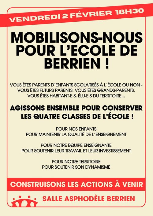 Mobilisons-nous pour l'école de Berrien