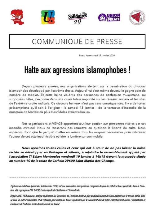 Halte aux agressions islamophobes !