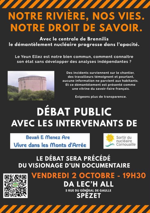 Discussion autour du démantèlement de la centrale de Brennilis suivie d'une projection